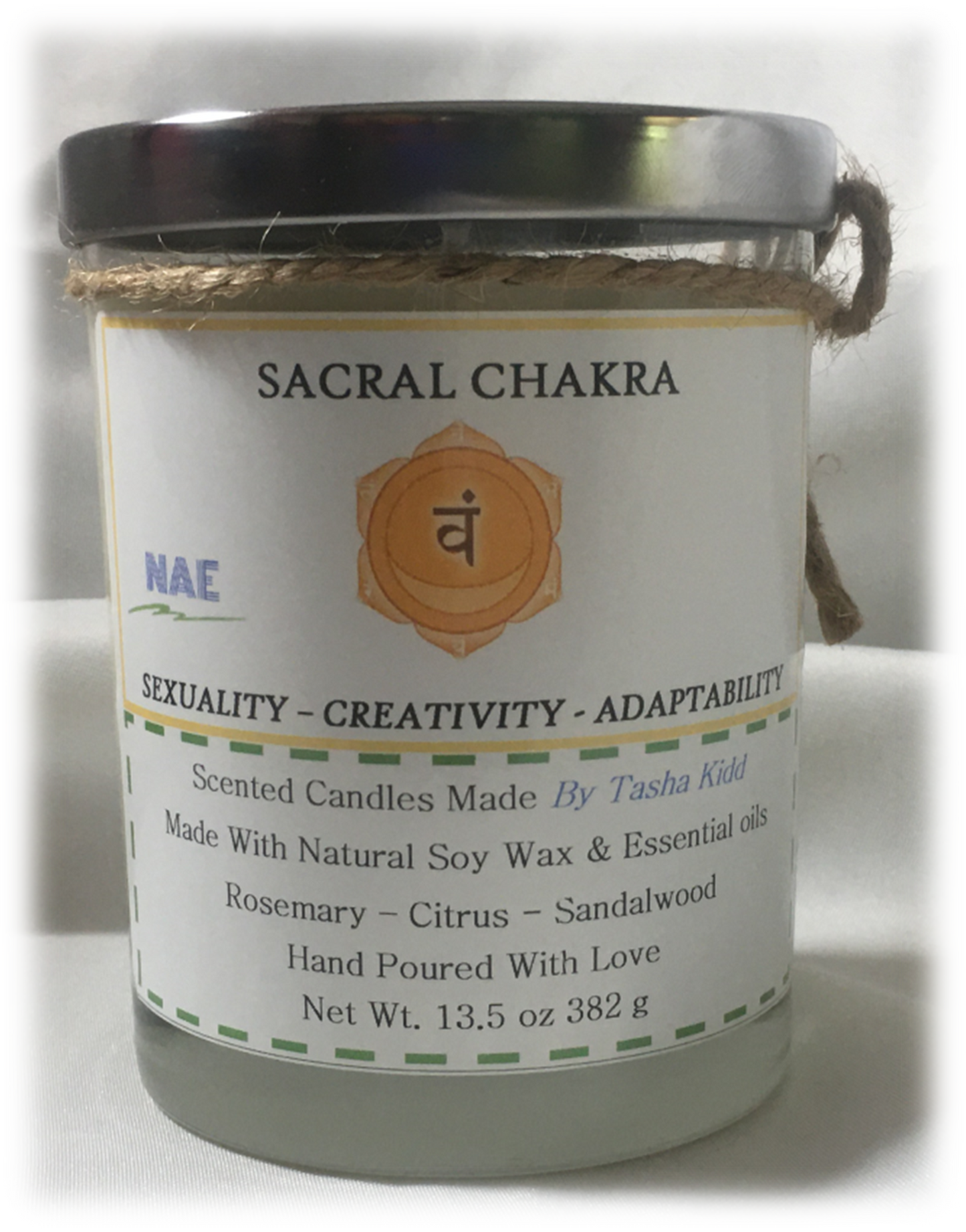 Sacral Chakra: Large 13.5 oz Soy Candle